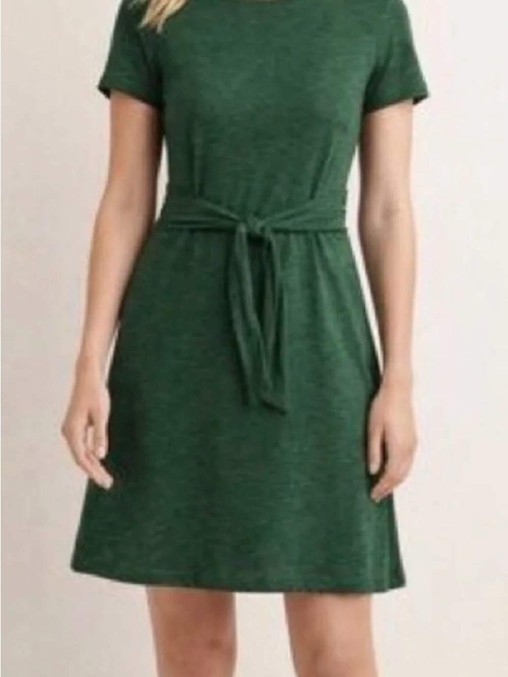 J.Crew Summer Tie-Waist Short Sleeve Cotton Tee Shirt Dress - Green